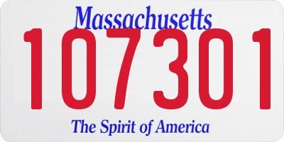 MA license plate 107301