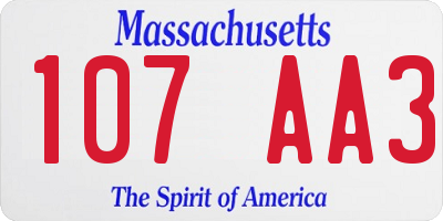 MA license plate 107AA3