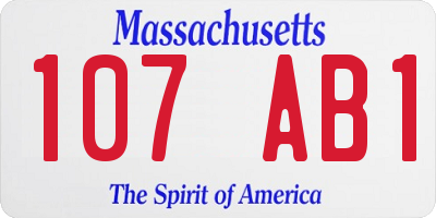 MA license plate 107AB1