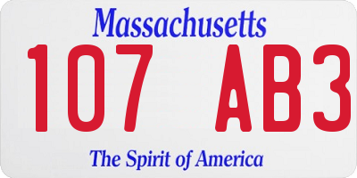 MA license plate 107AB3