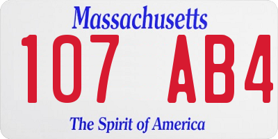 MA license plate 107AB4