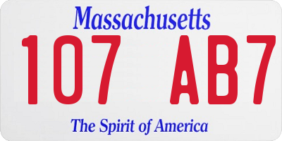 MA license plate 107AB7
