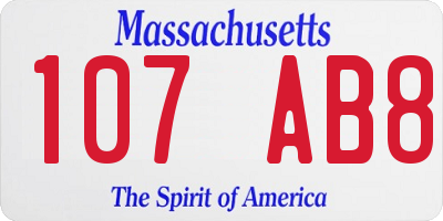 MA license plate 107AB8