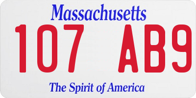 MA license plate 107AB9