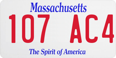 MA license plate 107AC4