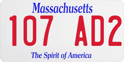 MA license plate 107AD2