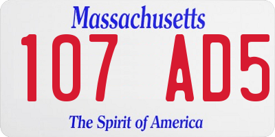 MA license plate 107AD5