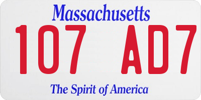 MA license plate 107AD7