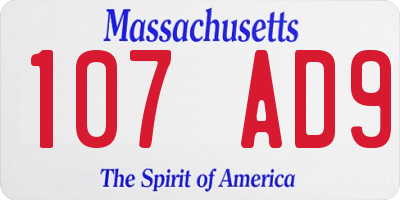 MA license plate 107AD9