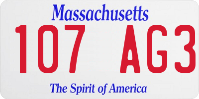 MA license plate 107AG3