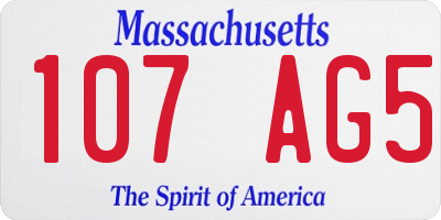 MA license plate 107AG5