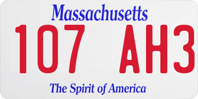 MA license plate 107AH3