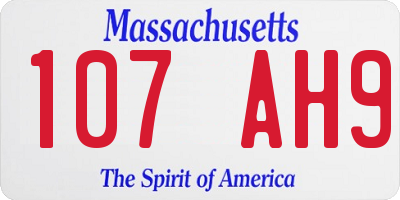 MA license plate 107AH9