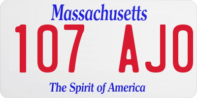 MA license plate 107AJ0