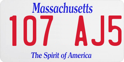MA license plate 107AJ5