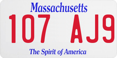 MA license plate 107AJ9