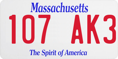 MA license plate 107AK3