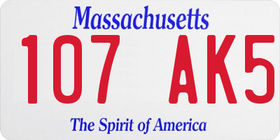 MA license plate 107AK5