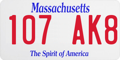 MA license plate 107AK8