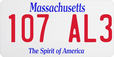 MA license plate 107AL3