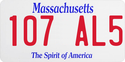 MA license plate 107AL5