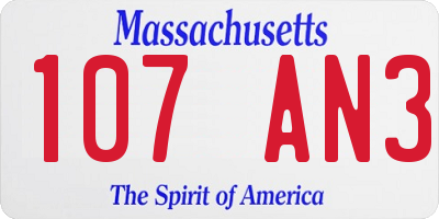 MA license plate 107AN3