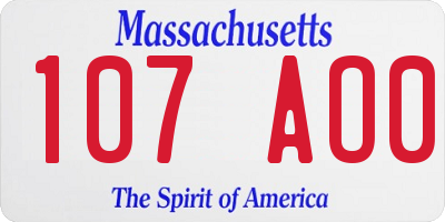 MA license plate 107AO0
