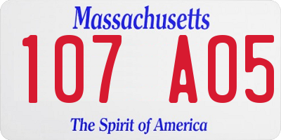 MA license plate 107AO5