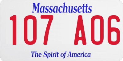 MA license plate 107AO6