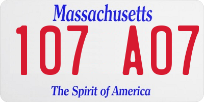 MA license plate 107AO7