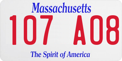 MA license plate 107AO8