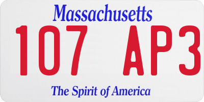 MA license plate 107AP3