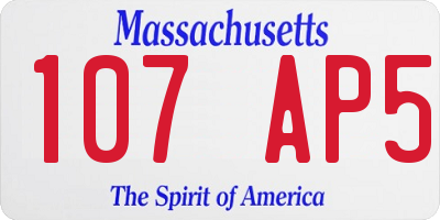 MA license plate 107AP5