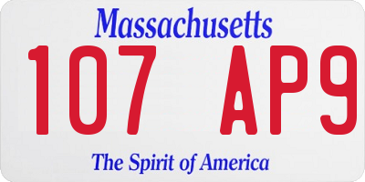 MA license plate 107AP9