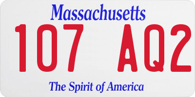 MA license plate 107AQ2