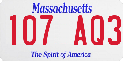 MA license plate 107AQ3