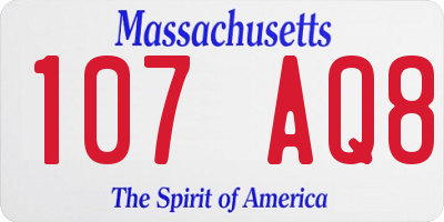 MA license plate 107AQ8