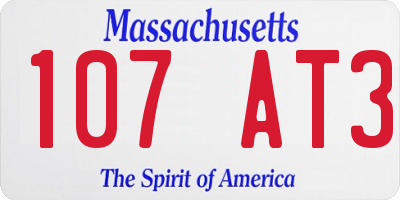 MA license plate 107AT3