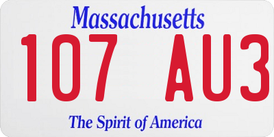 MA license plate 107AU3