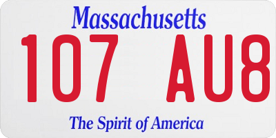 MA license plate 107AU8