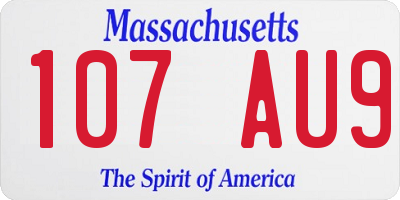 MA license plate 107AU9