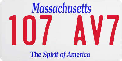 MA license plate 107AV7