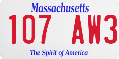 MA license plate 107AW3