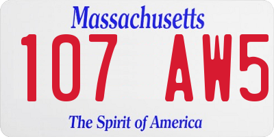 MA license plate 107AW5