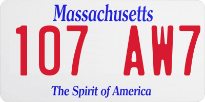 MA license plate 107AW7