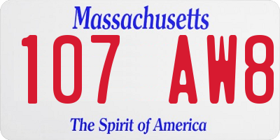 MA license plate 107AW8