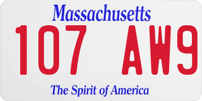 MA license plate 107AW9