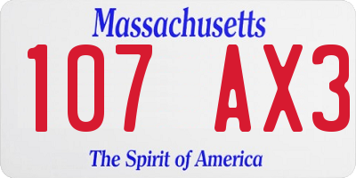 MA license plate 107AX3