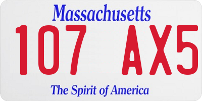 MA license plate 107AX5