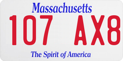 MA license plate 107AX8